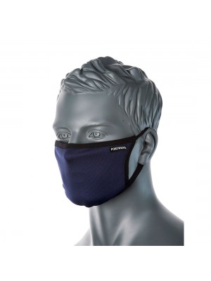 Trijų sluoksnių medžiaginė veido kaukė PORTWEST CV30. Spalva: tamsiai mėlyna