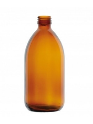 Gintaro spalvos stiklo butelis