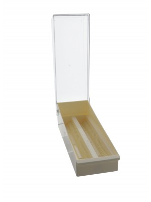Objektinių stiklelių dėžutė su permatomu dangteliu