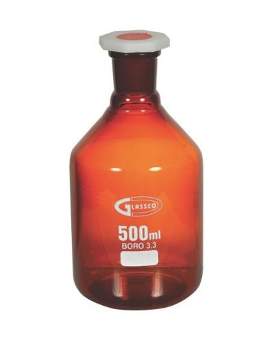 Reagentų butelis, gintaro spalvos stiklo (su šlifu)