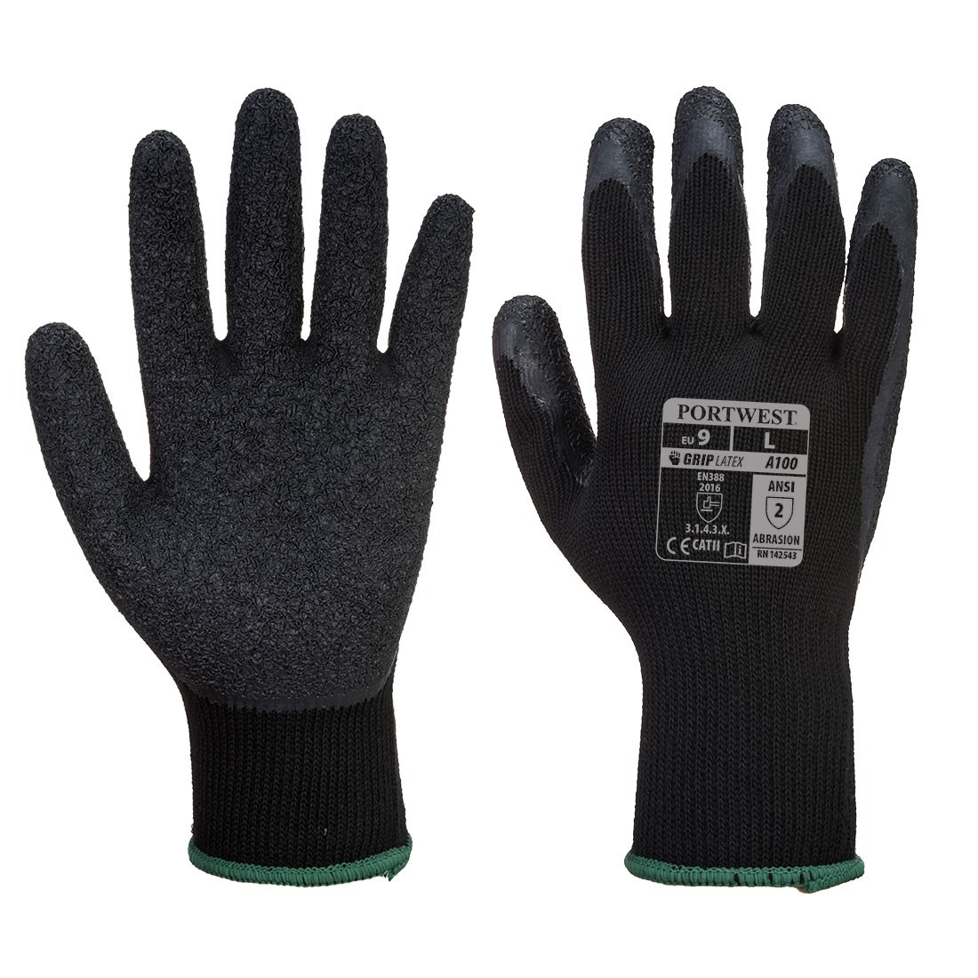 Gero sukibimo pirštinės PORTWEST A100. Spalva: juoda/juoda, Dydis: XL 