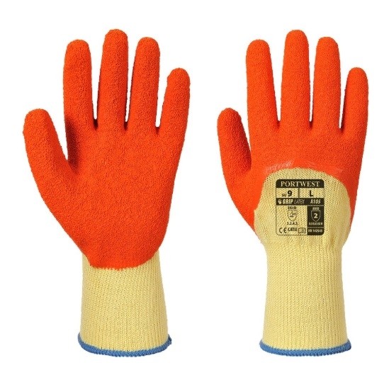Itin gero sukibimo pirštinės (lateksas) PORTWEST A105. Spalva: geltona/oranžinė, Dydis: XL 