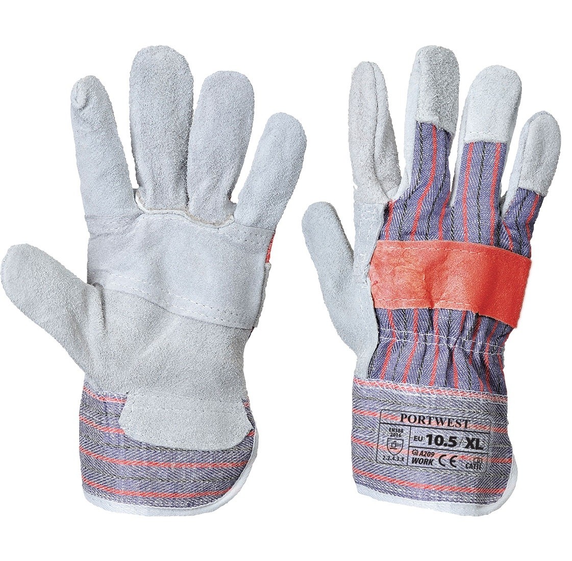 Klasikinės Canadian Rigger pirštinės PORTWEST A209. Spalva: pilka, Dydis: XL 
