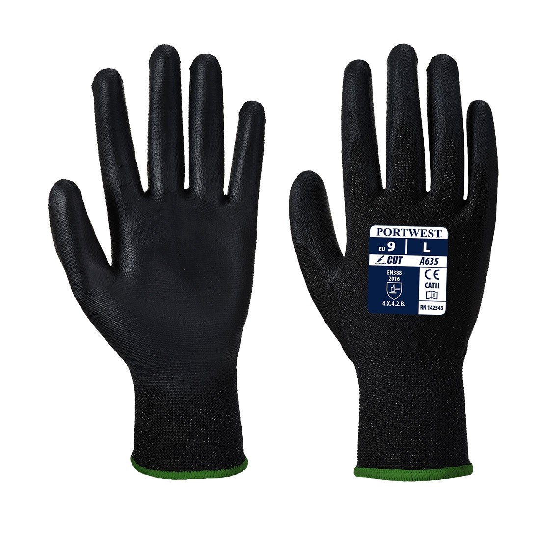 Eco - Cut pirštinės PORTWEST A635. Spalva: juoda/juoda, Dydis: S 