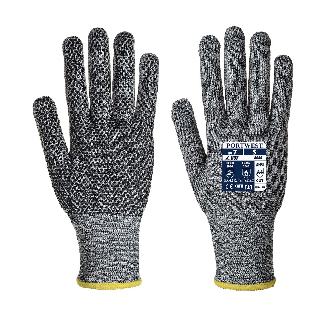 Sabre - Dot pirštinės (PVC) PORTWEST A640. Spalva: pilka/juoda, Dydis: XXL 