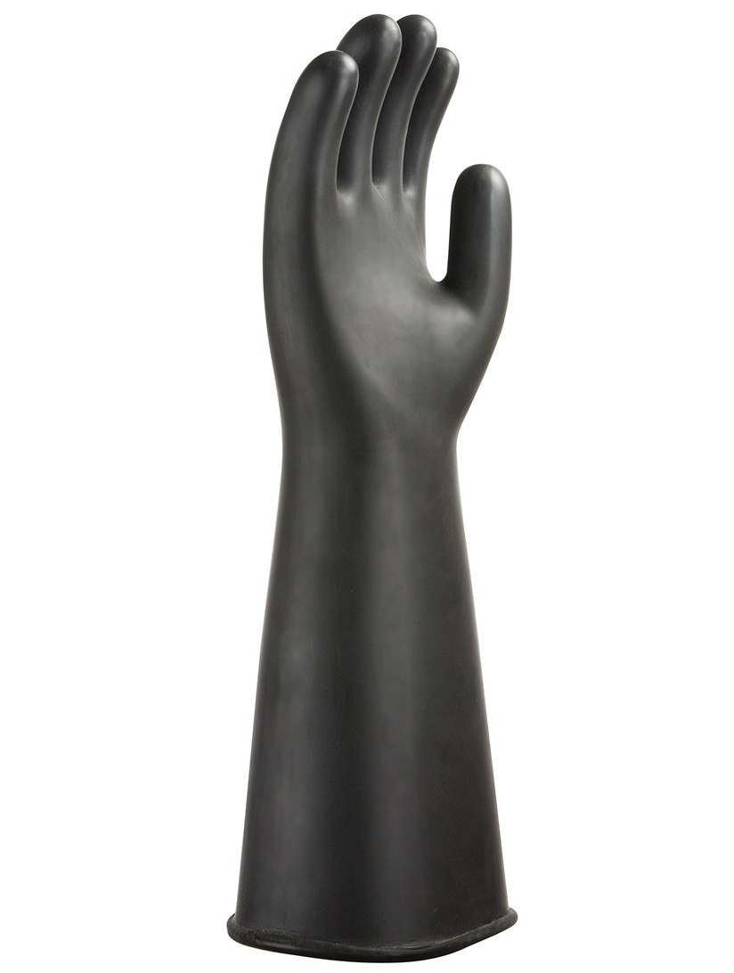 Sunkios latekso gumos pirštinės (44 cm) PORTWEST A802. Spalva: juoda, Dydis: XXL 