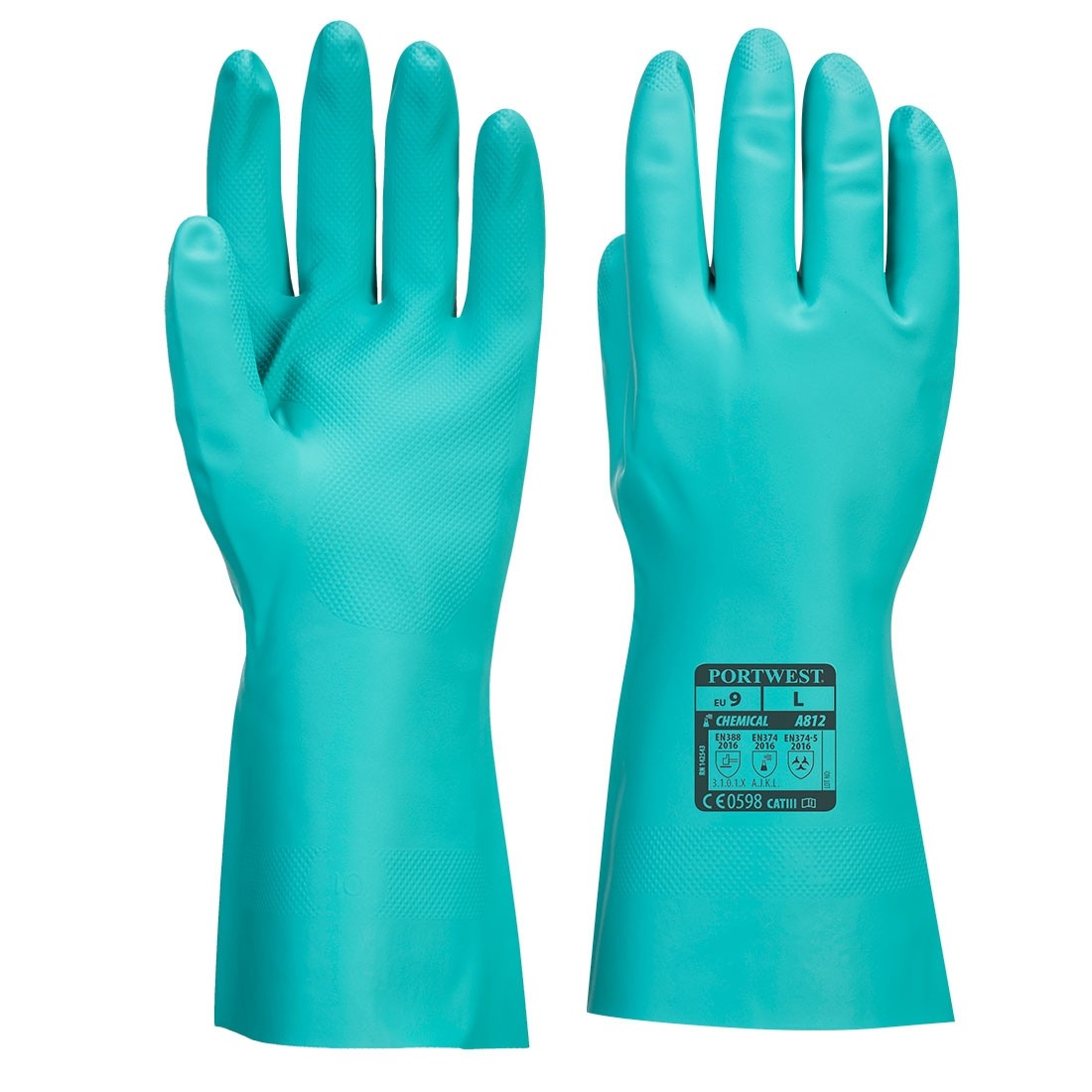 Nitrosafe pirštinės apsaugančios nuo cheminių medžiagų PORTWEST A812. Spalva: žalia, Dydis: XXL 
