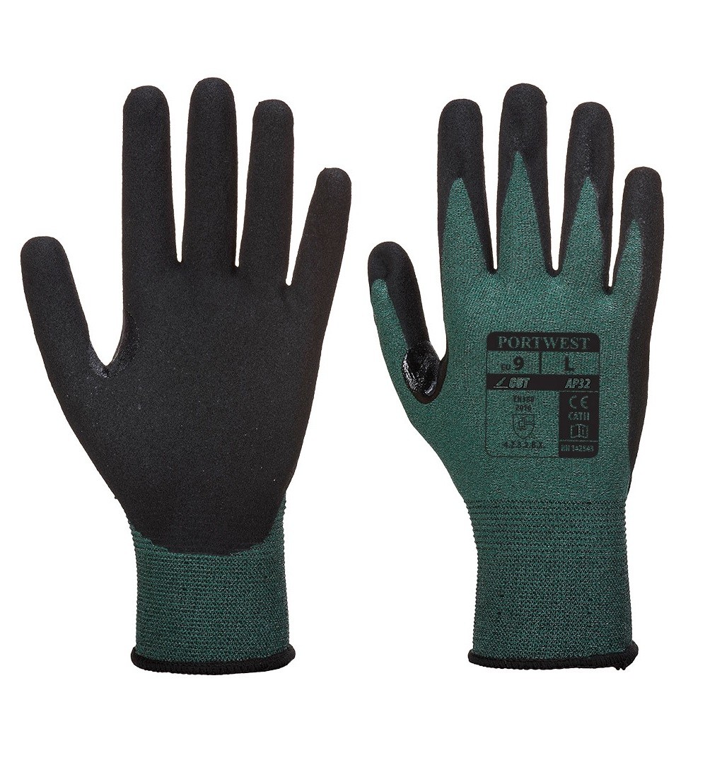 Dexti Cut Pro pirštinės PORTWEST AP32. Spalva: žalia/juoda, Dydis: XL 