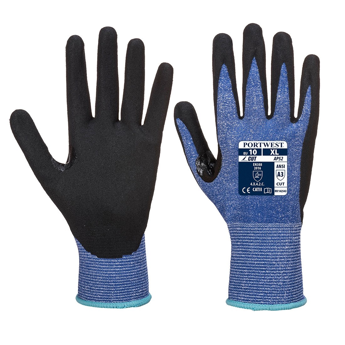 Dexti Cut Ultra pirštinės PORTWEST AP52. Spalva: mėlyna/juoda, Dydis: XL 