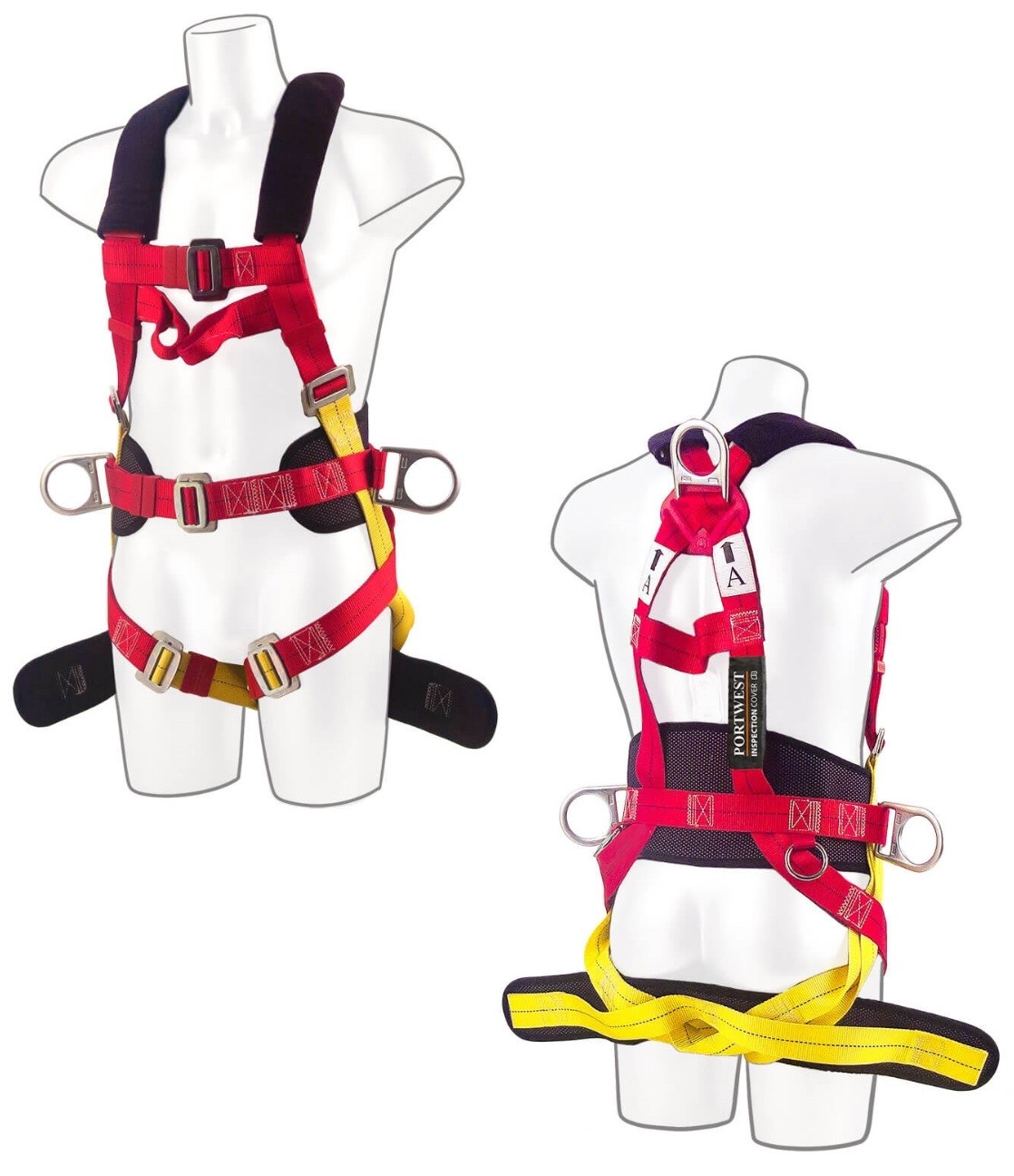 Portwest 3 taškų apraišai Comfort Plus PORTWEST FP18. Spalva: raudona/geltona 