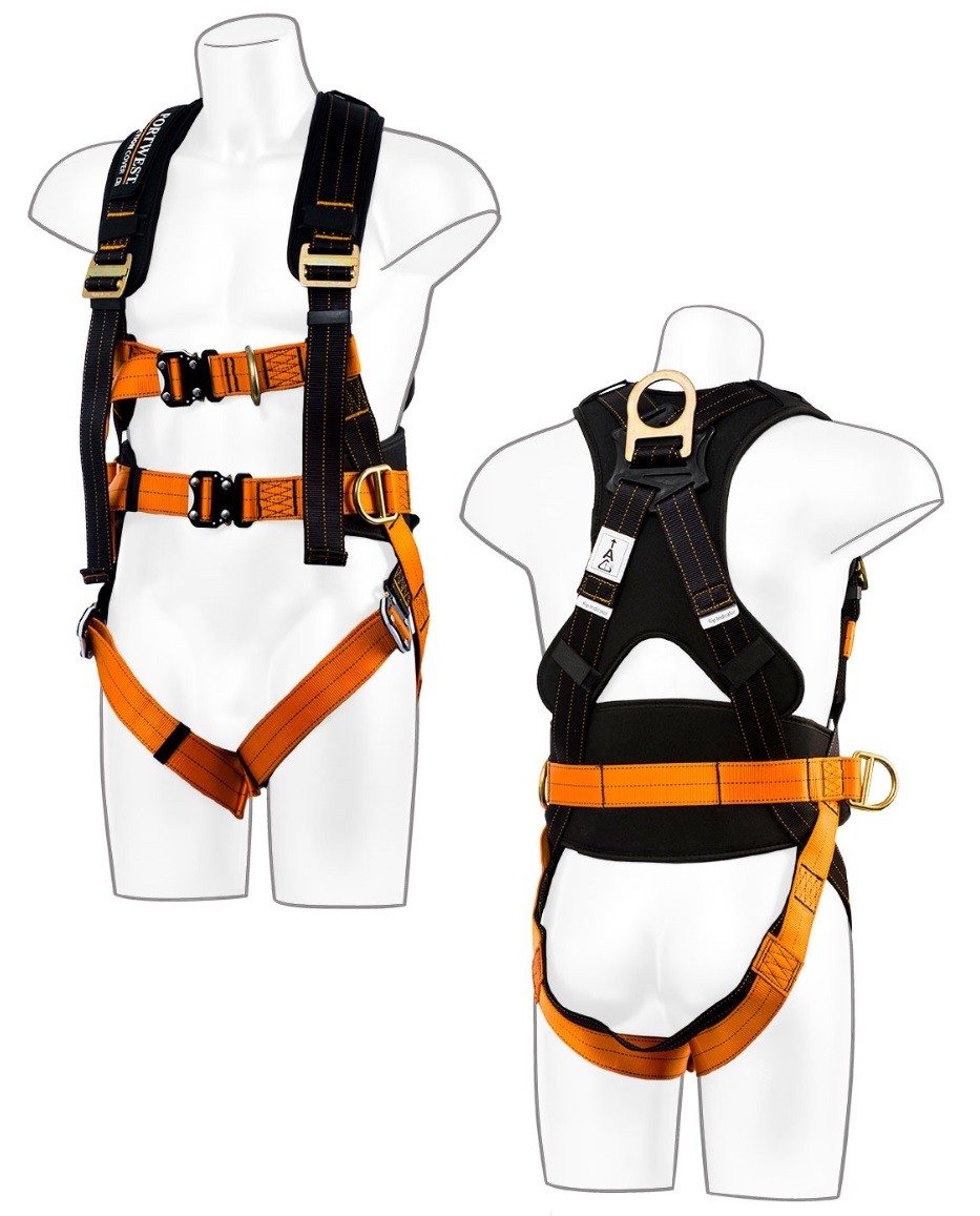 Portwest Ultra 3 taškų apraišai PORTWEST FP73. Spalva: juoda/oranžinė, Dydis: XL/XXL 