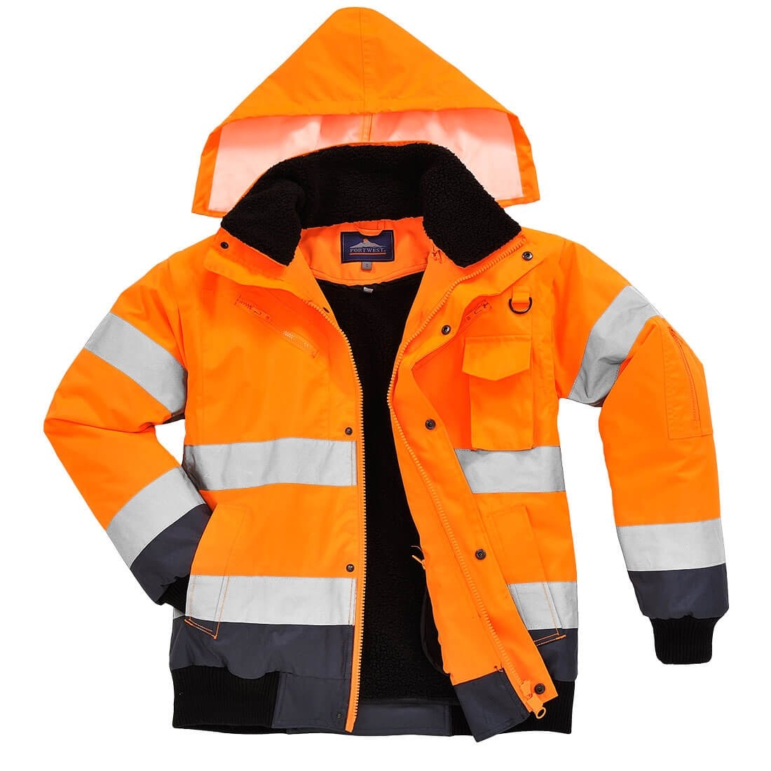 Gero matomumo kontrastinga Bomber striukė PORTWEST C465, Spalva: Oranžinė/Mėlyna, Dydis: 4XL 
