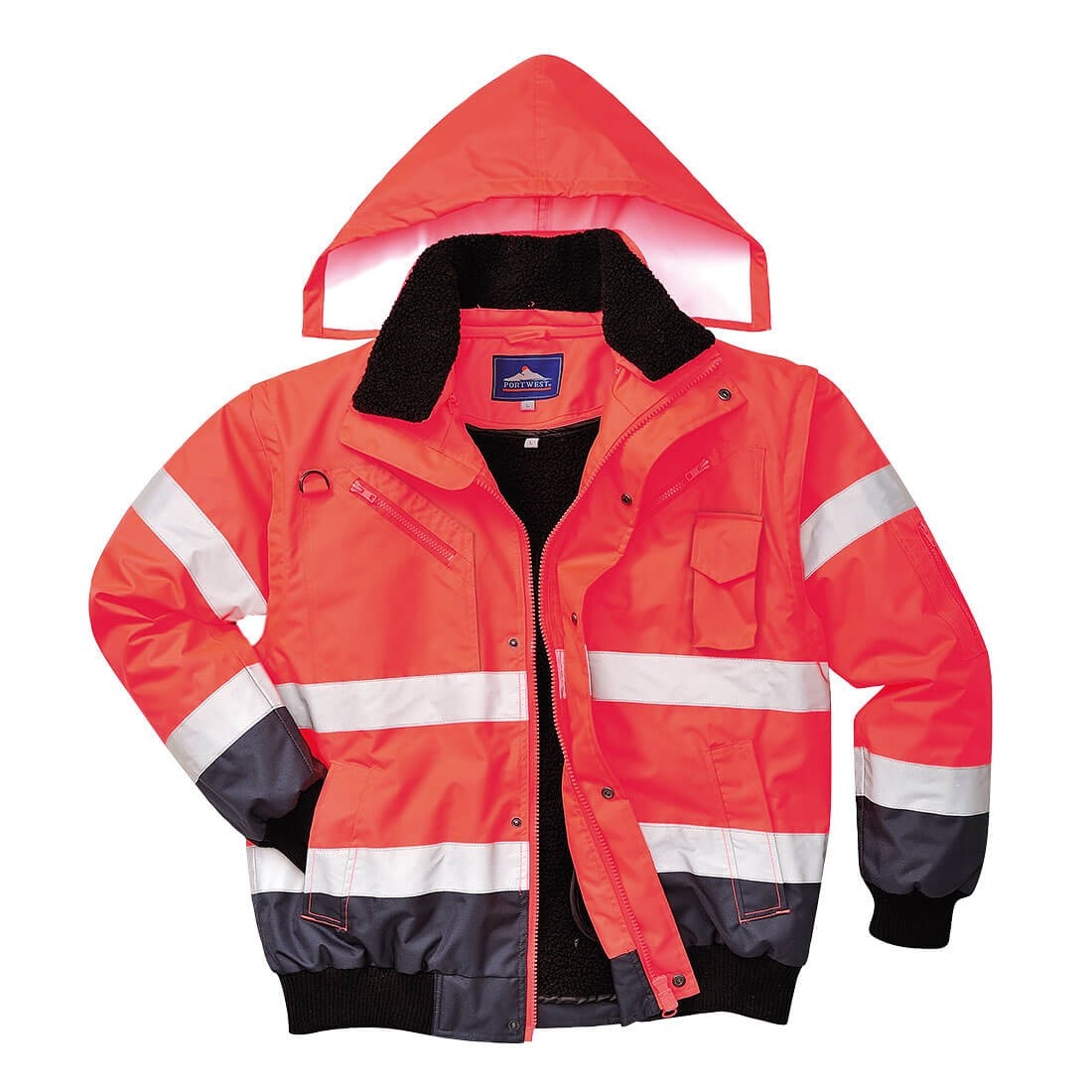Gero matomumo kontrastinga Bomber striukė PORTWEST C465, Spalva: Raudona/Mėlyna, Dydis: XL 