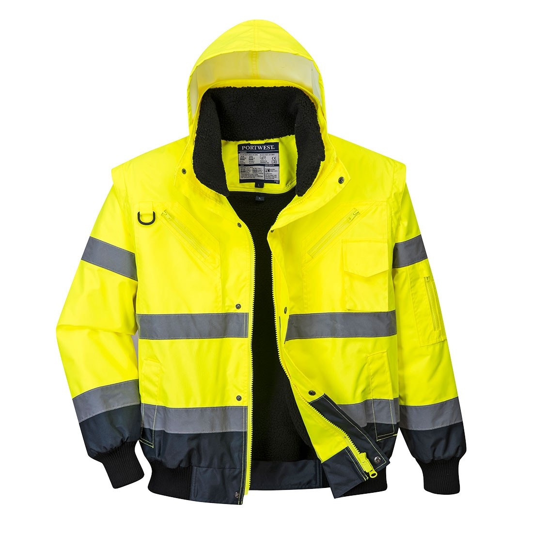 Gero matomumo kontrastinga Bomber striukė PORTWEST C465, Spalva: Geltona/Mėlyna, Dydis: 4XL 