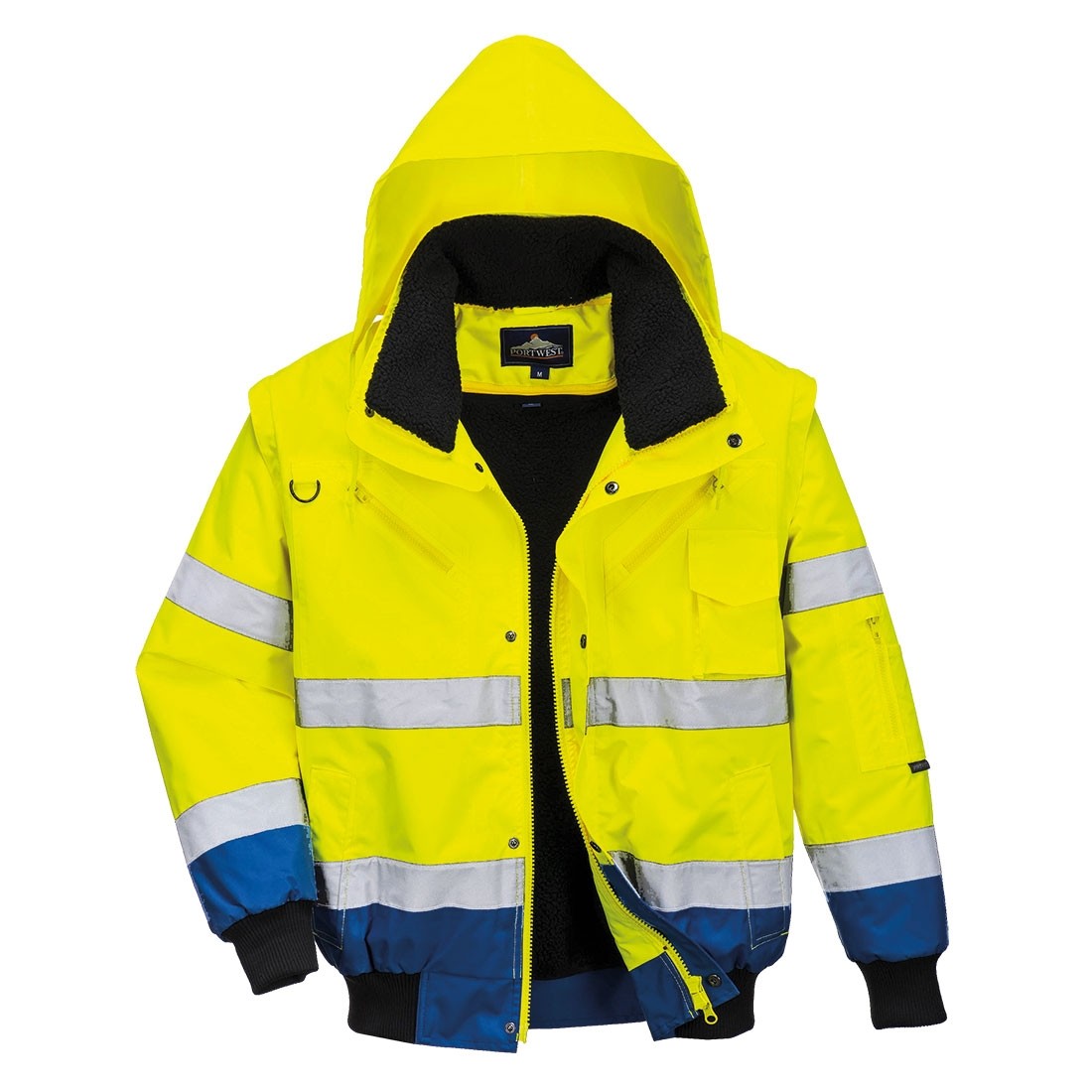 Gero matomumo kontrastinga Bomber striukė PORTWEST C465, Spalva: Geltona/Tamsiai mėlyna, Dydis: XXXL 