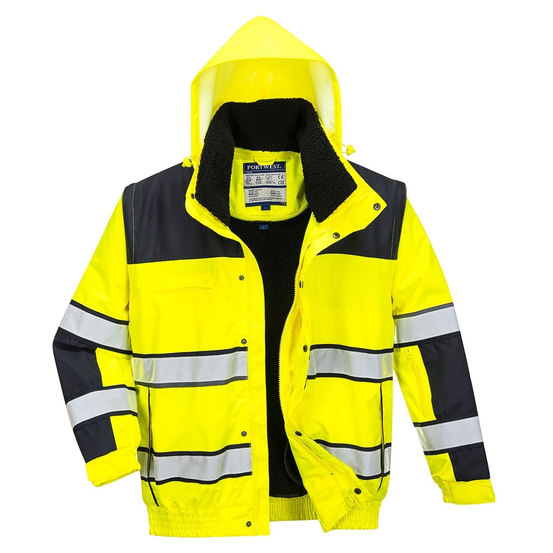 Gero matomumo Klasikinė Bomber striukė PORTWEST C466, Spalva: Geltona/Juoda, Dydis: XXXL 