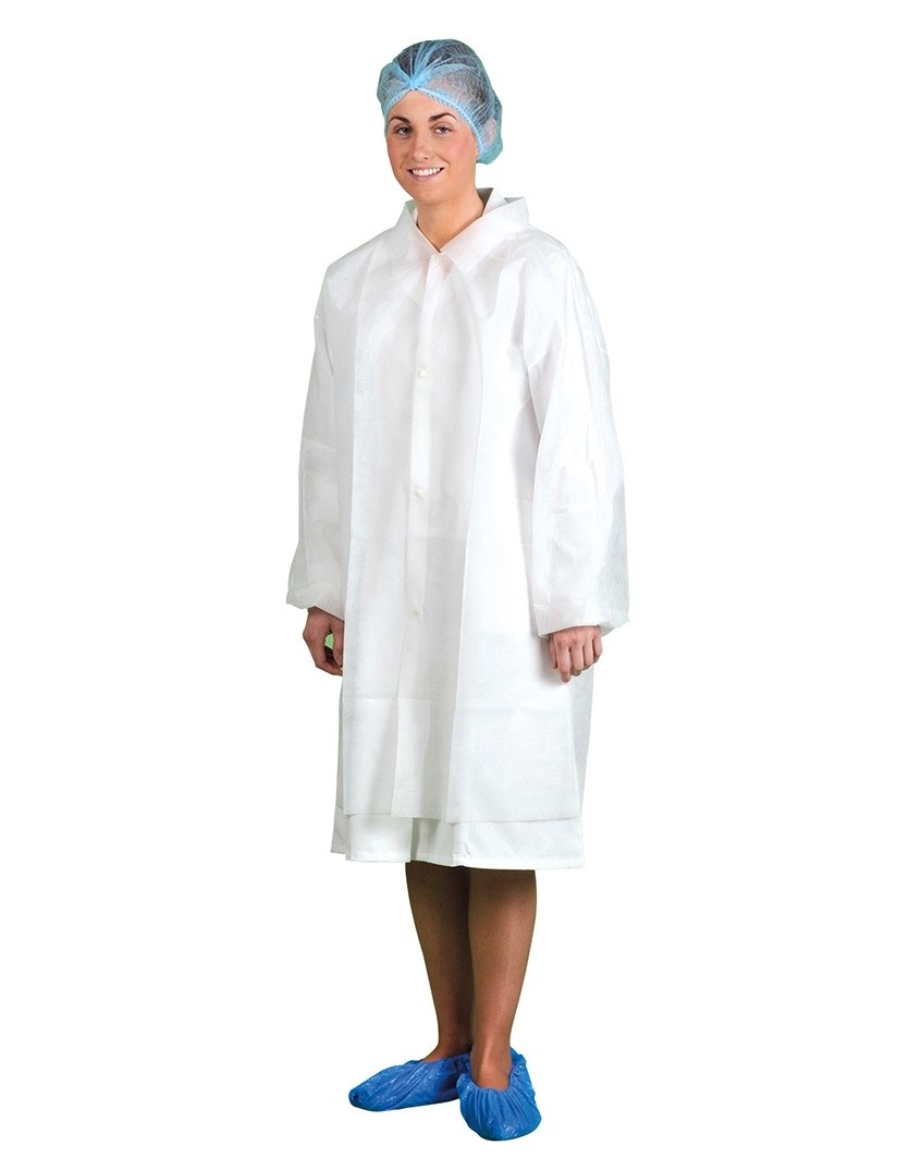 Vienkartinis chalatas (PP) PORTWEST D118. Spalva: balta, Dydis: L 