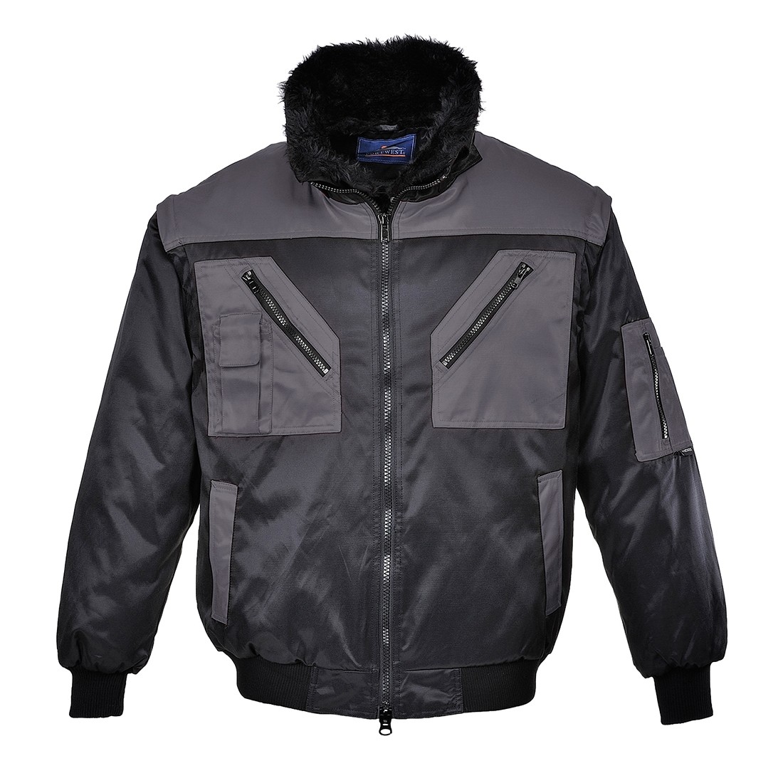 Dviejų spalvų Pilot striukė PORTWEST PJ20. Spalva: juoda/pilka, Dydis: 5XL 