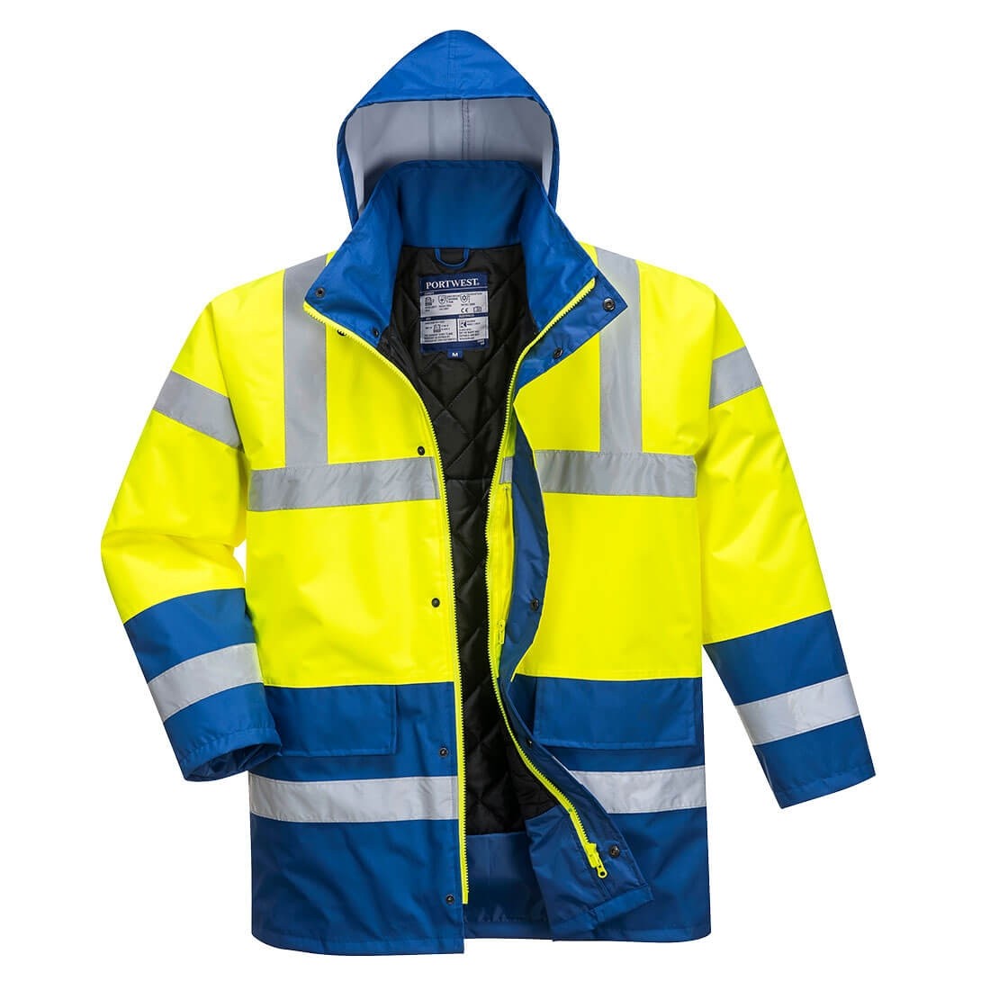 Gero matomumo kontrastinga kelininko striukė PORTWEST S466, Spalva: Geltona/Mėlyna, Dydis: 3XL 