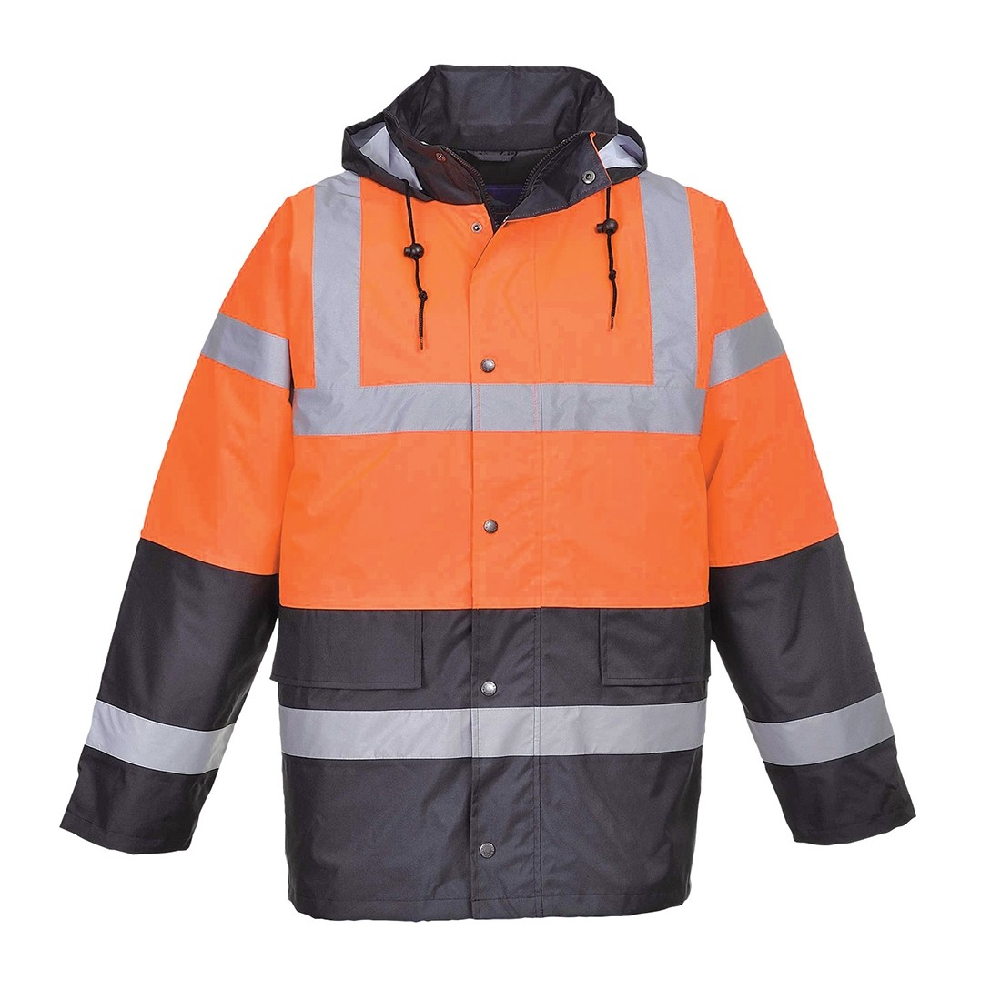 Gero matomumo dviejų spalvų kelininko striukė striukė PORTWEST S467. Spalva: oranžinė/mėlyna, Dydis: 5XL 